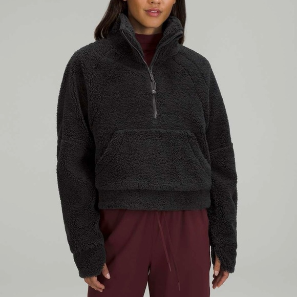 lululemon athletica Tops - Lululemon Scuba Oversized Fleece Funnel Neck Half Zip Pullover Black Sz XS / S